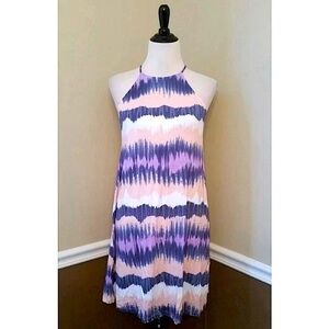 Tie Dye Print Strappy Draped Back Halter Sundress by Everly From ModCloth M